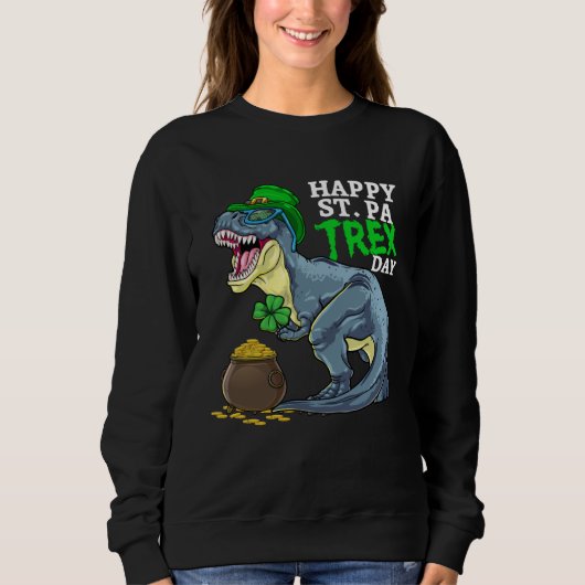Sweatshirt Joyeux St PaTRex Dinosaure Saint Patrick Garçons (Devant)