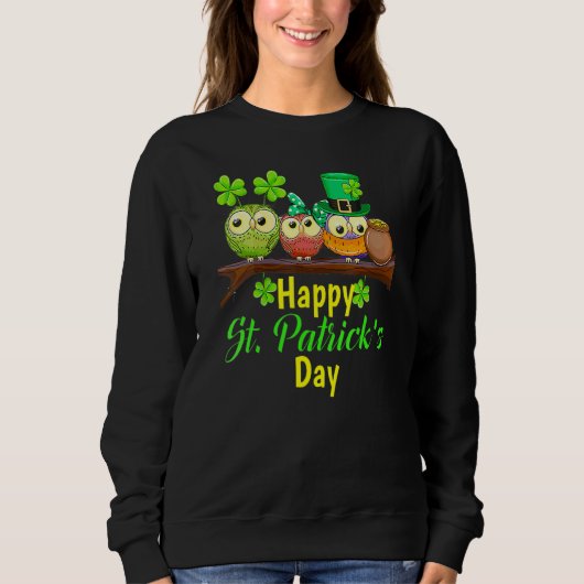 Sweatshirt Joyeux St Patrick's Day Cute Owls (Devant)