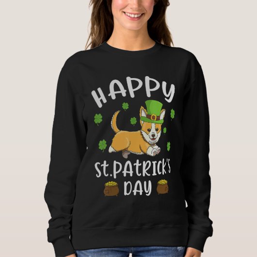 Sweatshirt Joyeux St Patrick's Day Funy Saint Patricks Corgi (Devant)