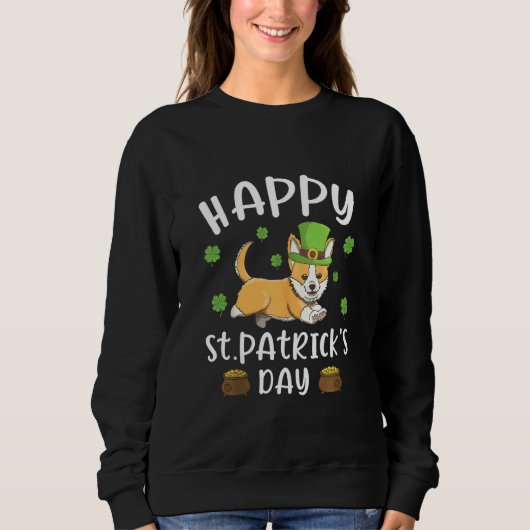 Sweatshirt Joyeux St Patrick's Day Funy Saint Patricks Corgi (Devant)