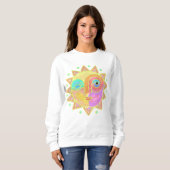 Sweatshirt Joyeux Sun Face Art Abstrait à porter (Devant entier)