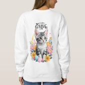 Sweatshirt Joyeux Tabby Gris de Pâques avec fleurs (Dos)