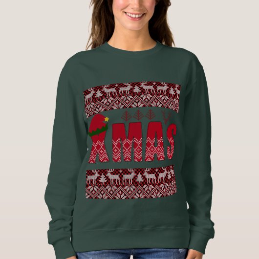 Sweatshirt Joyeux tricot de Noël tendance Élégant (Devant)
