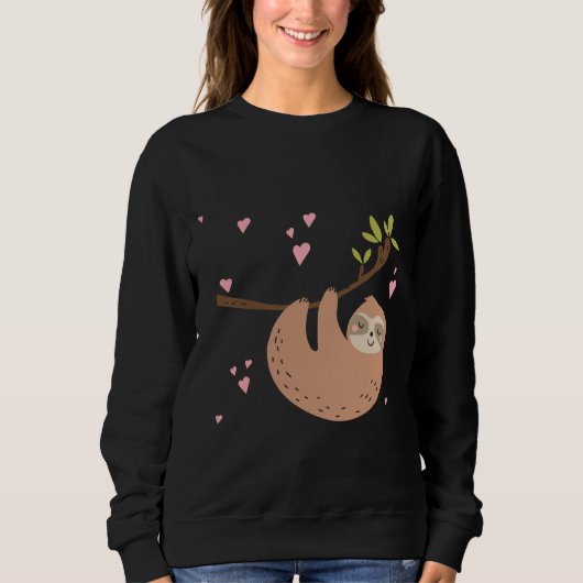 Sweatshirt Joyeux Valentines Day Sloth Hearts (Devant)