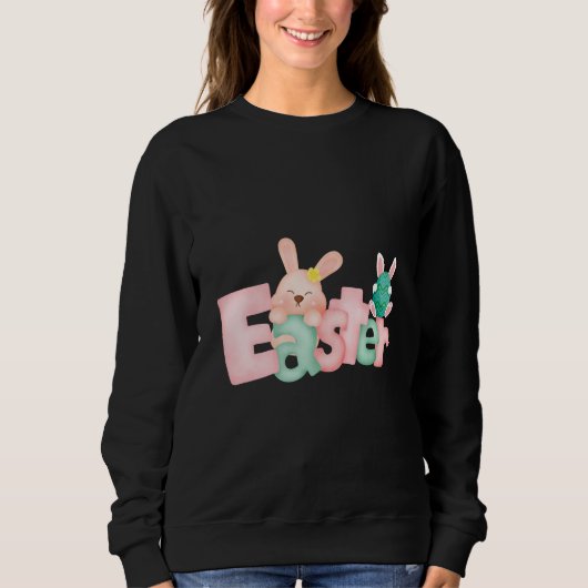 Sweatshirt Joyeux voeux de Pâques - Baisers de lapin drôle (Devant)
