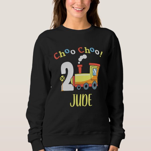 Sweatshirt Jude Choo Choo Deux Train 2e Anniversaire à 2 ans (Devant)
