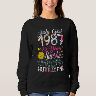 Sweatshirt Juillet Fille 1987 35 Anniversaire 35 Année Awesom