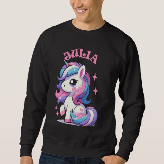 Sweatshirt Julia Cute Unicorn Design pour filles Nom Julia (Devant)