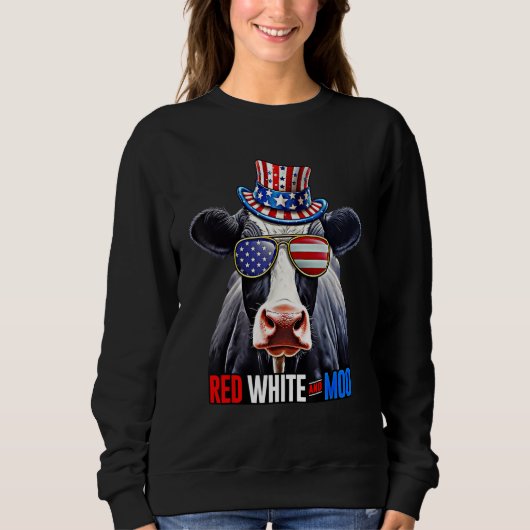 Sweatshirt July 4th   4th of July Cow Independence Day (Devant)