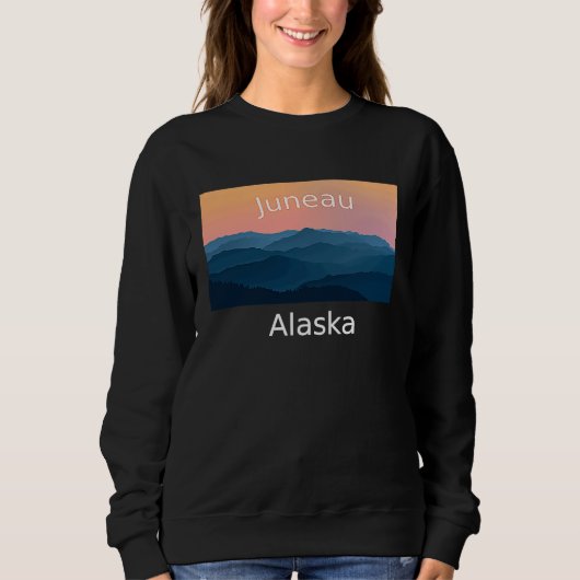 Sweatshirt Juneau Alaska Mountain sunset hometown (Devant)
