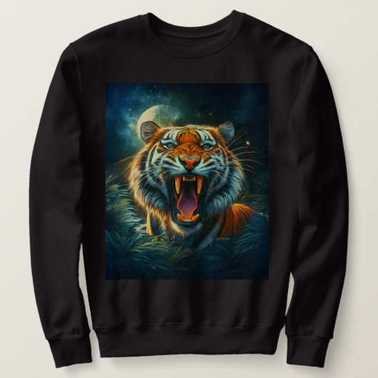 Sweatshirt Jungle au clair de lune de tigres (Design devant)