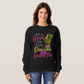 Sweatshirt Just A Girl Loves Dinosaurs And Guinea Pigs Riding (Devant entier)