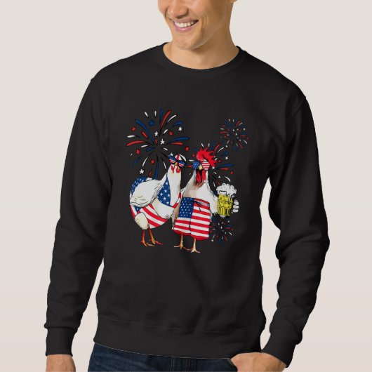 Sweatshirt Just Here To Bang Usa Flag Chicken Beer Firework 4 (Devant)