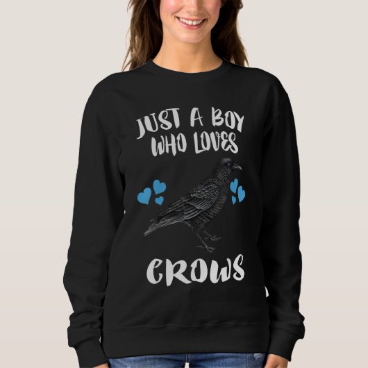 Sweatshirt Juste un garçon qui aime les corbeaux oiseau (Devant)