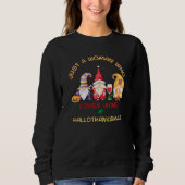 Sweatshirt Juste une femme qui aime le vin aux Hallothanksmas (Devant)