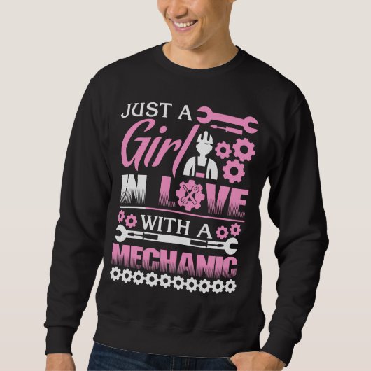 Sweatshirt Juste une fille amoureuse d'un mécanicien (Devant)