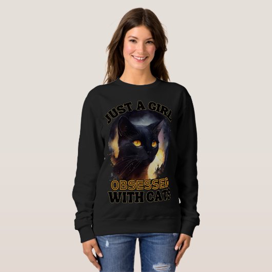 Sweatshirt Juste Une Fille Chat (Devant entier)