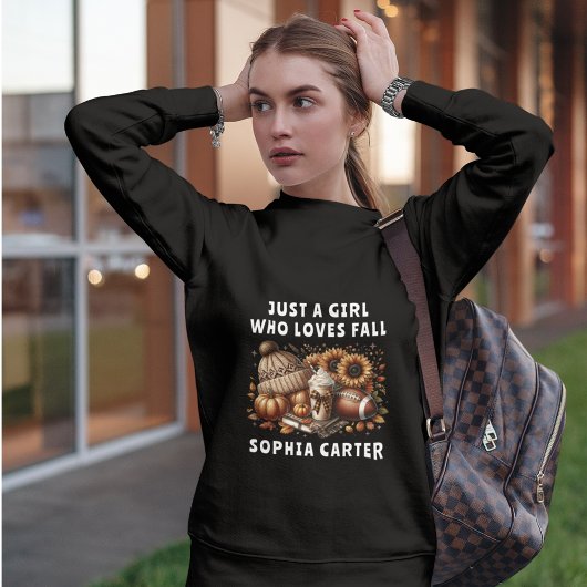 Sweatshirt Juste une fille qui aime automne automne noir et b