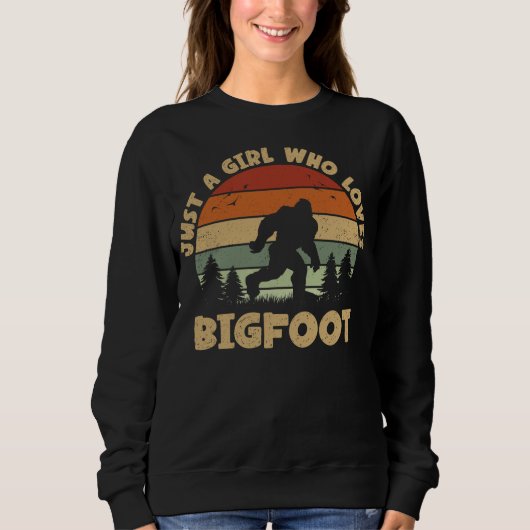Sweatshirt Juste une fille qui aime Bigfoot Funny Retro Vinta (Devant)