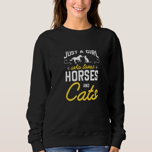 Sweatshirt Juste Une Fille Qui Aime Les Chevaux Et Les Chats  (Devant)