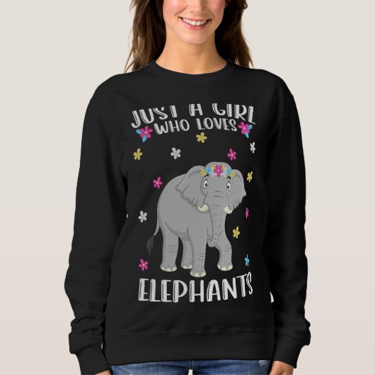 Sweatshirt Juste une fille qui aime les éléphants mignons élé (Devant)