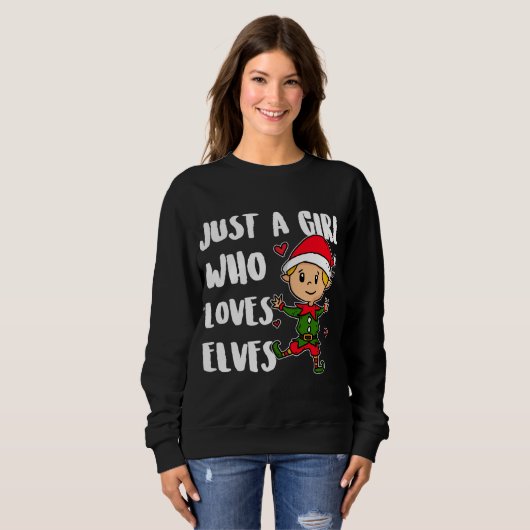 Sweatshirt Juste Une Fille Qui Aime Les Elfes Mignonnes Elfes (Devant entier)