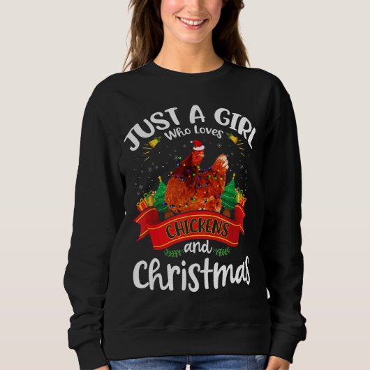 Sweatshirt Juste une fille qui aime les poulets et Noël (Devant)