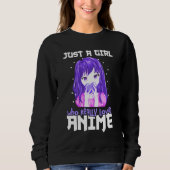 Sweatshirt Juste une fille qui aime vraiment l'Anime en viole (Devant)