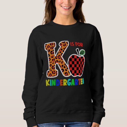 Sweatshirt K est pour la maternelle Enseignant Leopard Apple  (Devant)