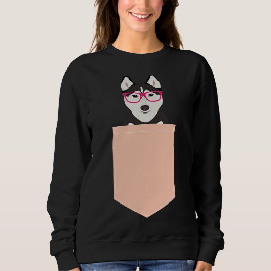 Sweatshirt Kamri Husky Sibérien Avec Lunettes De Hipster Rose (Devant)