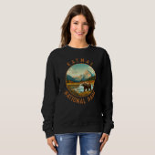 Sweatshirt Katmai Parc National Ours Retro Cercle Distressé (Devant entier)