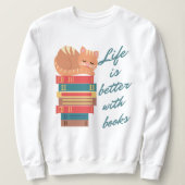 Sweatshirt Katze Bücher Lesen Spruch Paws and Books Design (Design devant)