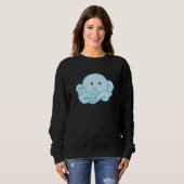 Sweatshirt Kawaii Cute Aesthetic Happy Pastel Blue Octopus (Devant entier)