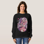 Sweatshirt Kawaii Pink Catgirl Cheer Pose (Devant entier)