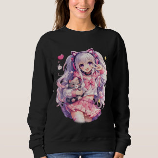 Sweatshirt Kawaii Pink Catgirl Cheer Pose