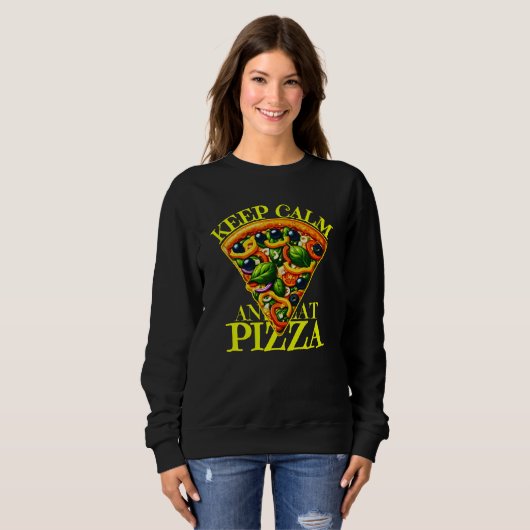 Sweatshirt keep calm and eat pizza (Devant entier)