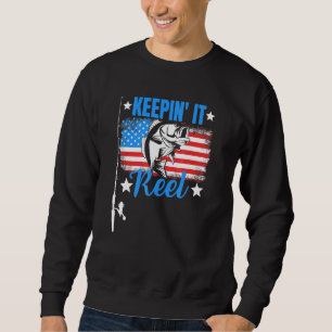 Sweatshirt Keepin It Reel - American Flag Star Fishing Poteau