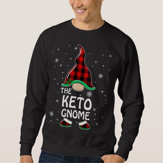 Sweatshirt Keto Gnome Buffalo Plaid Correspondant Famille Noë (Devant)