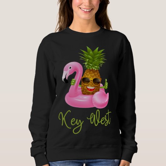 Sweatshirt Key West Florida Beach Tropical Flamingo Pineappl (Devant)