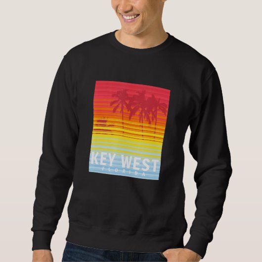 Sweatshirt Key West Florida Retro Sunset Palm Trees (Devant)
