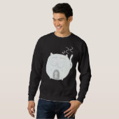 Sweatshirt Keyhole Kitty Cute Doux Commodé Chat Clair Blanc G (Devant entier)