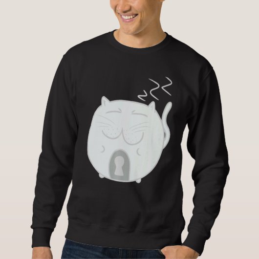 Sweatshirt Keyhole Kitty Cute Doux Commodé Chat Clair Blanc G (Devant)