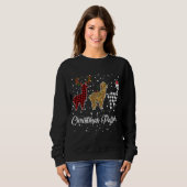 Sweatshirt Ki Cute Llama Christmas Pyjama Leopard Plaid Print (Devant entier)