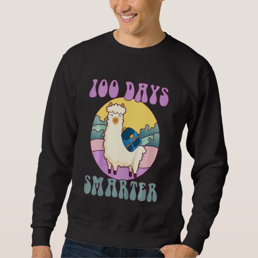 Sweatshirt Kids 100 days smarter, Cute llama Happy 100th Day (Devant)
