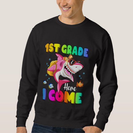 Sweatshirt Kids 1st Grade Here I Come Shark Backpack Back To  (Devant)
