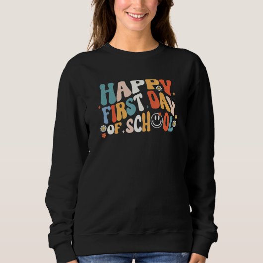Sweatshirt Kids Aestic Happy First Day Of School Student Teac (Devant)