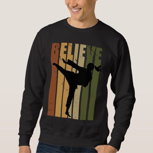 Sweatshirt Kids Camouflage Retro Karate Motivating Believe Pr (Devant)