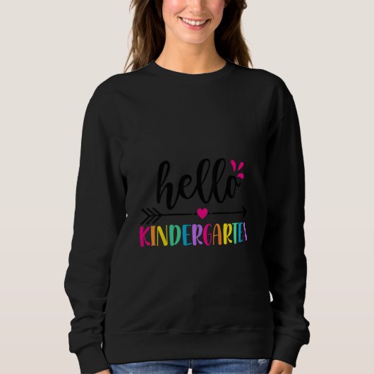 Sweatshirt Kids Kids White Hello Kindergarten Back To School  (Devant)