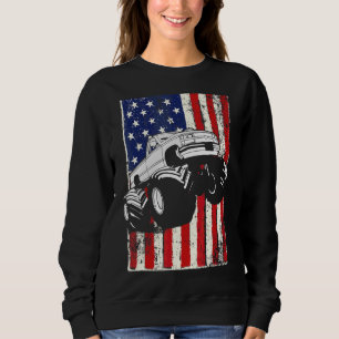 Sweatshirt Kids Monster Truck American Flag Racing Usa Patrio