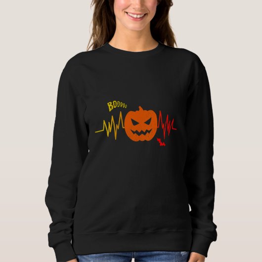 Sweatshirt Kids Pumpkin Heartbeat Halloween  Pumpkin   Party (Devant)